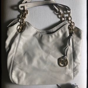 Micheal Kors White Leather Handbag